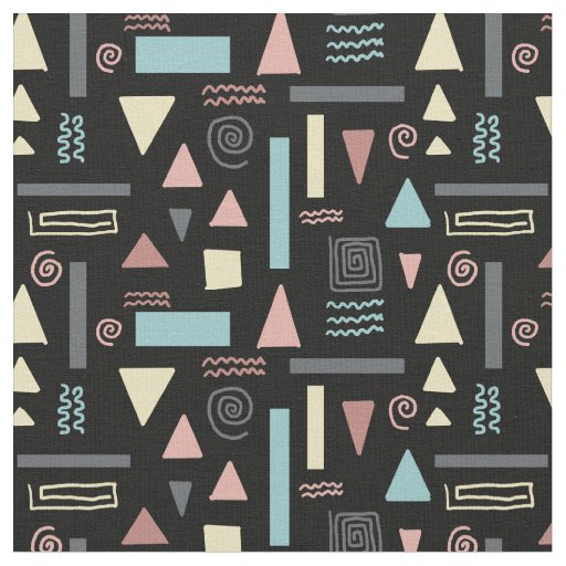 Geometrical shapes black pattern fabric