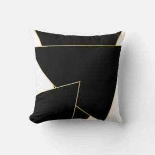 Geometrical Shapes Scandi Black Gold Throw Pillow