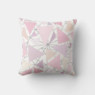 Geometrical silver pink coral lavender shapes throw pillow