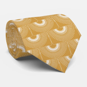 Geometrical swan flying bird pattern brown neck tie
