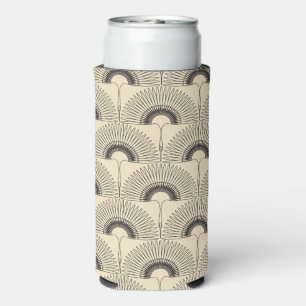 Geometrical swan flying bird pattern cream seltzer can cooler