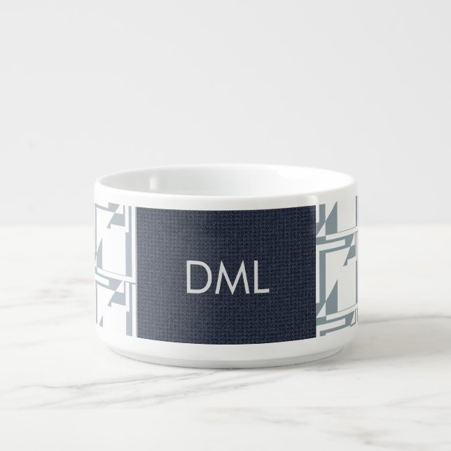 Geometrical Texture Warm Blue Tones Pattern Bowl (Center)