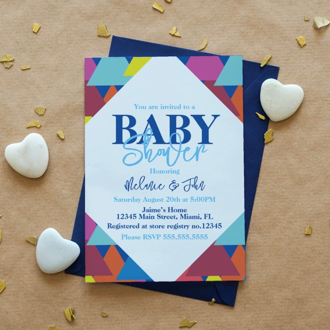 Geometrical Triangles Blocks Colorful Baby Shower Invitation (Creator Uploaded)