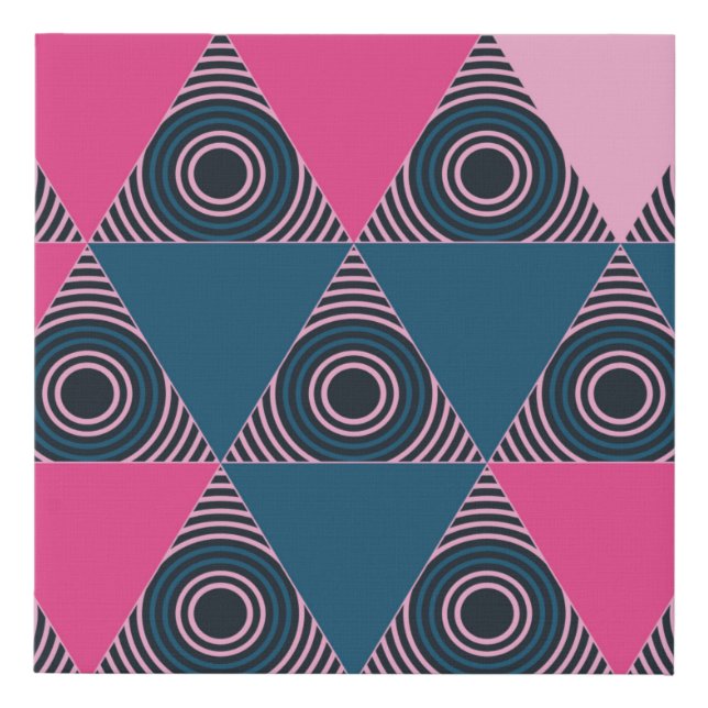 geometrical triangular grid seamless pattern in pi faux canvas print (Front)