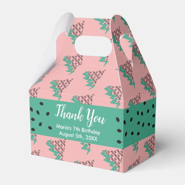Geometrical Watermelon Seeds Birthday Party Favor Boxes (Front Side)