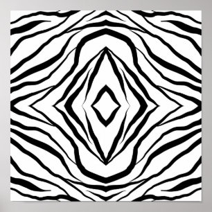 Geometrical White over black Zebra stripes Poster