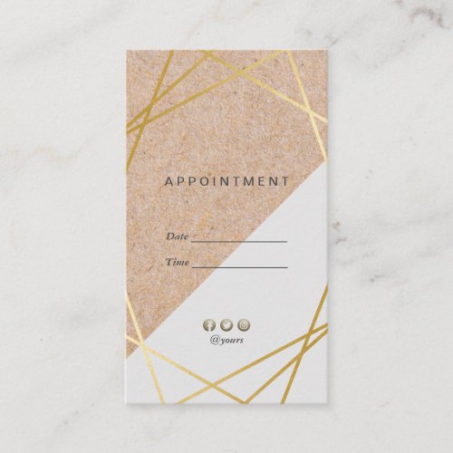 GeometricGold KraftPrint Grey Appointment Vertical Business Card
