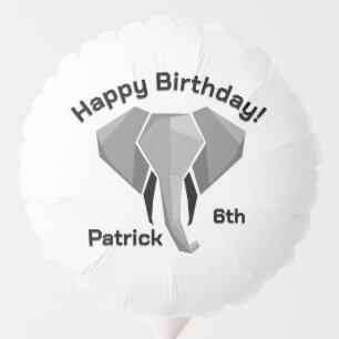 Geometrics Elephant Head Add Text Age Name Balloon