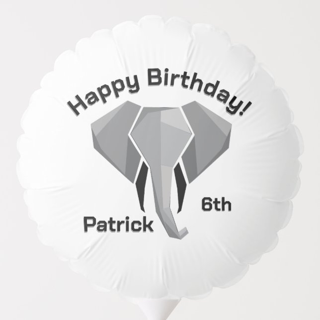 Geometrics Elephant Head Add Text Age Name Balloon (Back)