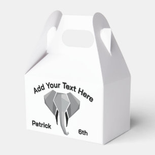Geometrics Elephant Head Age Name Text Favor Boxes