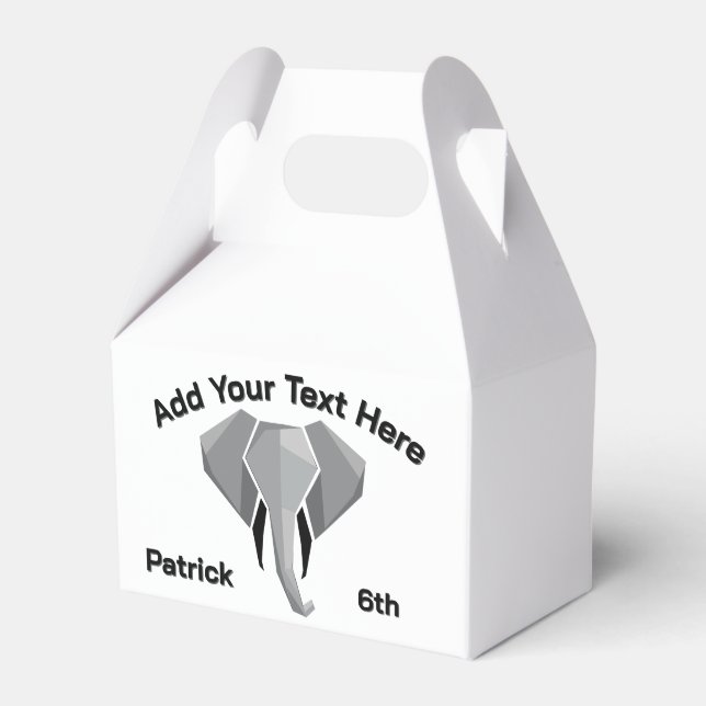  Geometrics Elephant Head Age Name Text Favor Boxes (Front Side)