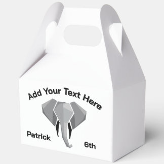 Geometrics Elephant Head Age Name Text Favor Boxes