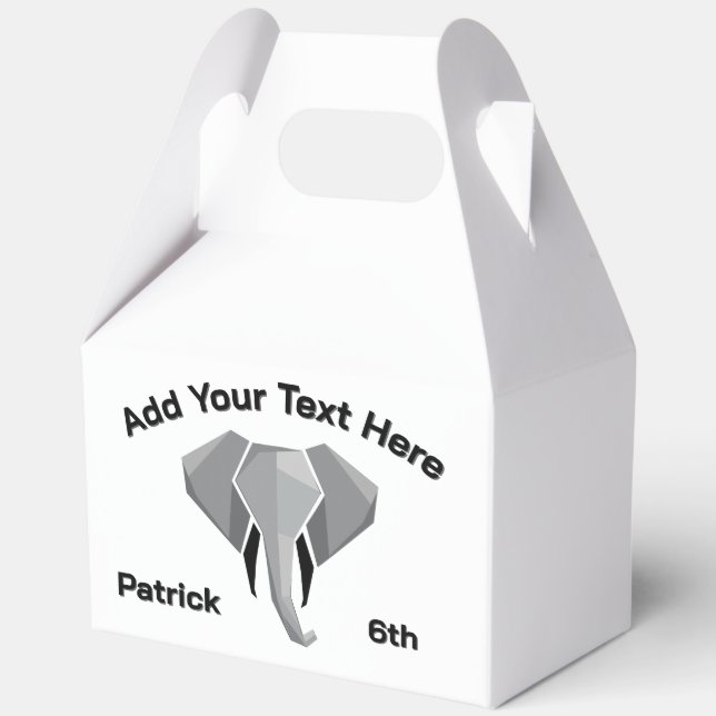  Geometrics Elephant Head Age Name Text Favor Boxes (Back)