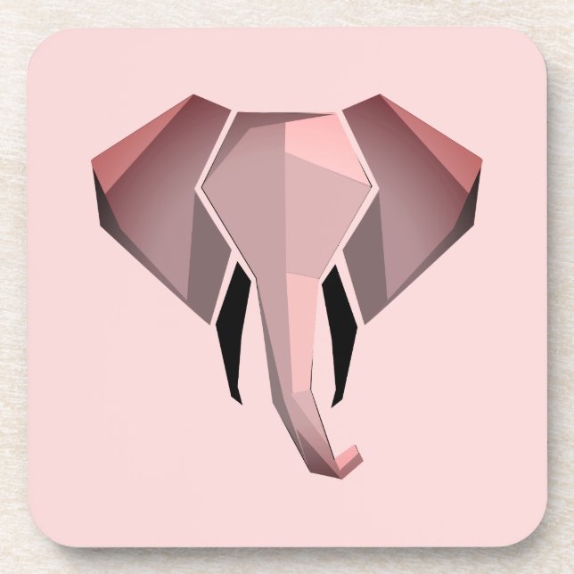 Geometrics Elephant Head  Beverage Coaster (Front)