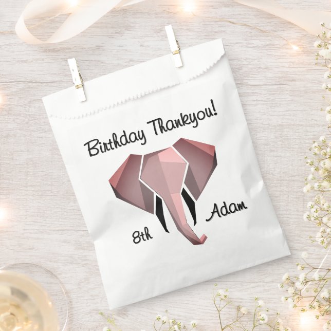  Geometrics Elephant Head Birthday Age and Name Favor Bag (Clipped)
