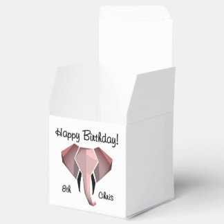  Geometrics Elephant Head Birthday Age and Name Favor Boxes