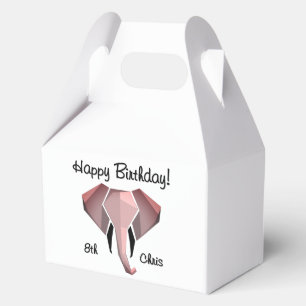 Geometrics Elephant Head Birthday Age and Name Favor Boxes