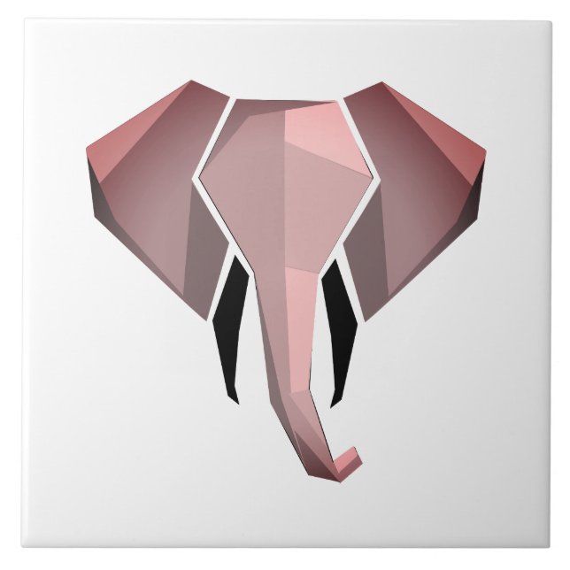 Geometrics Elephant Head  Ceramic Tile (Front)