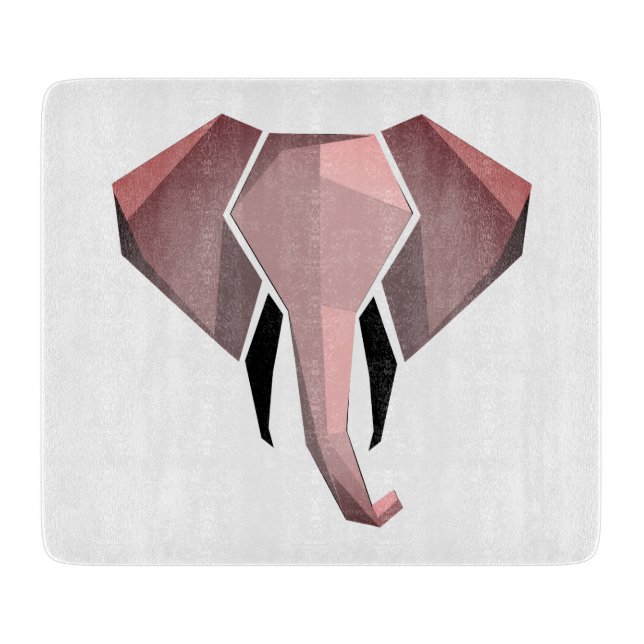 Geometrics Elephant Head Glass Cutting Board (Front)
