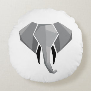Geometrics Elephant Head  Round Pillow