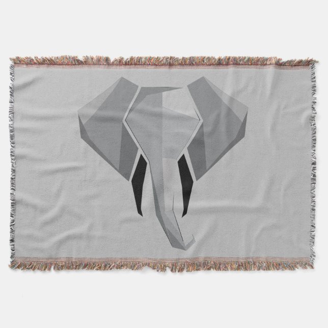 Geometrics Elephant Head  Throw Blanket (Front)