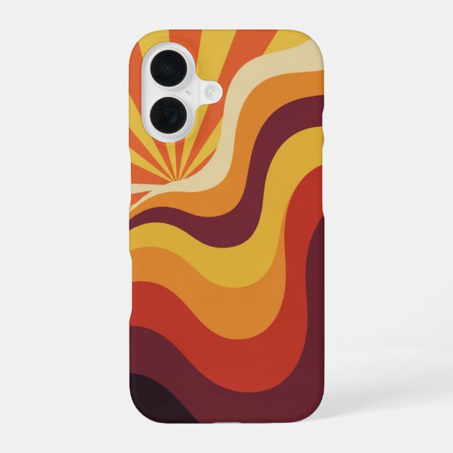 Géométrie Rétro Vague de Soleil iPhone Case (Back)