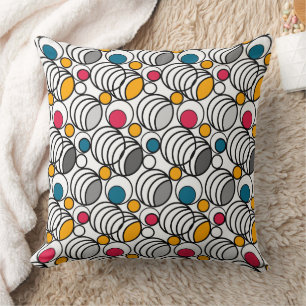 Geometry circles and rings decor retro sixties throw pillow