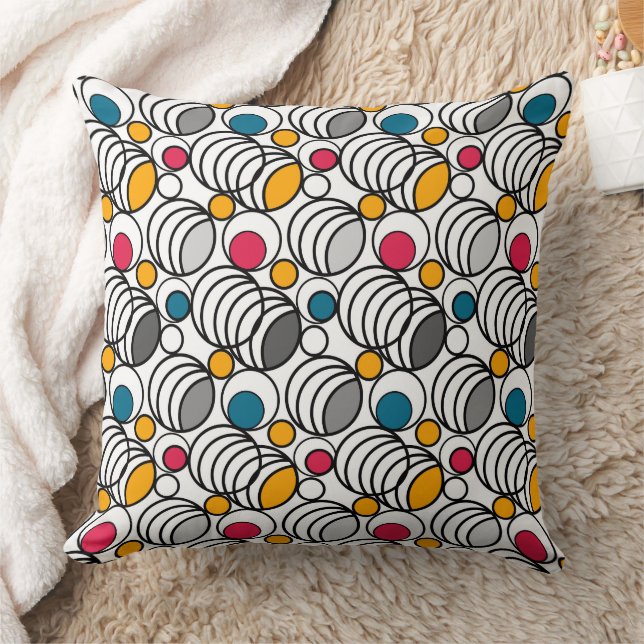 Geometry circles and rings decor retro sixties  throw pillow (Blanket)