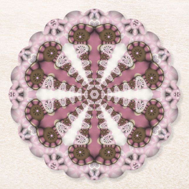 Geometry Country Earth Pink Mandala Paper Coaster (Front)