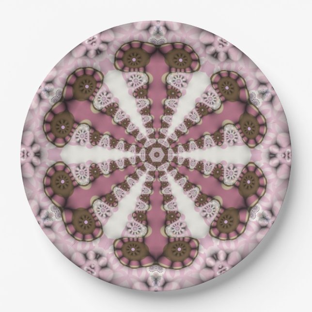 Geometry Country Earth Pink Mandala Paper Plates (Front)