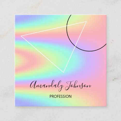 Geometry Custom Logo Ombre Holograph Minimalism  Square Business Card