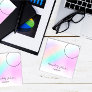 Geometry Custom Logo Pink Holograph Minimalism Square Business Card