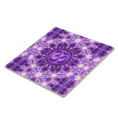 Geometry Energy Purple Om Mandala Ceramic Tile (Side)
