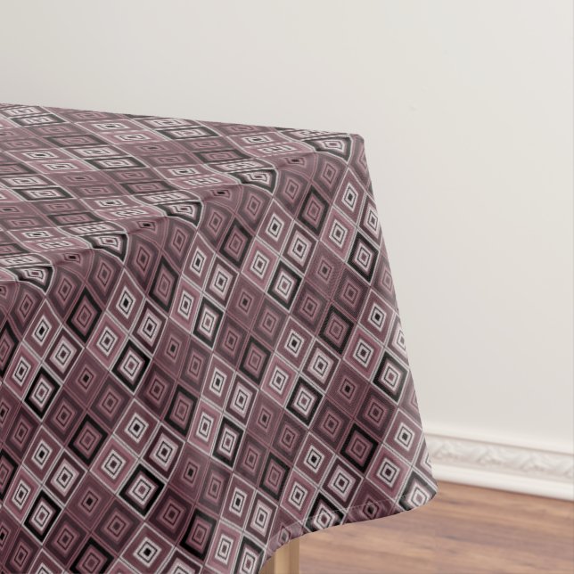 Geometry ethnic patchwork brown burgundy  tablecloth (In Situ)