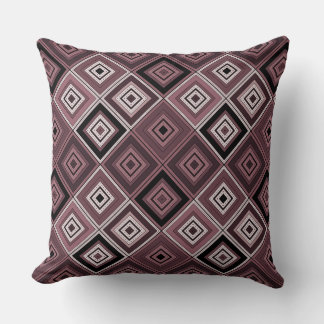 Geometry ethnic patchwork brown burgundy  throw pillow
