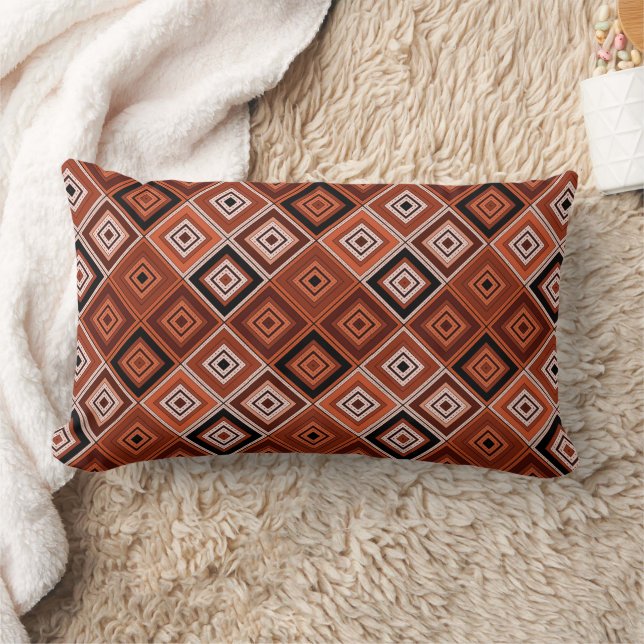 Geometry ethnic patchwork brown orange  lumbar pillow (Blanket)