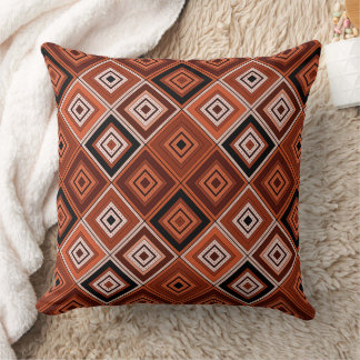 Geometry ethnic patchwork brown orange  throw pillow