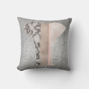Geometry Gold Blush Pink Marble Gray VIP Elephant Throw Pillow