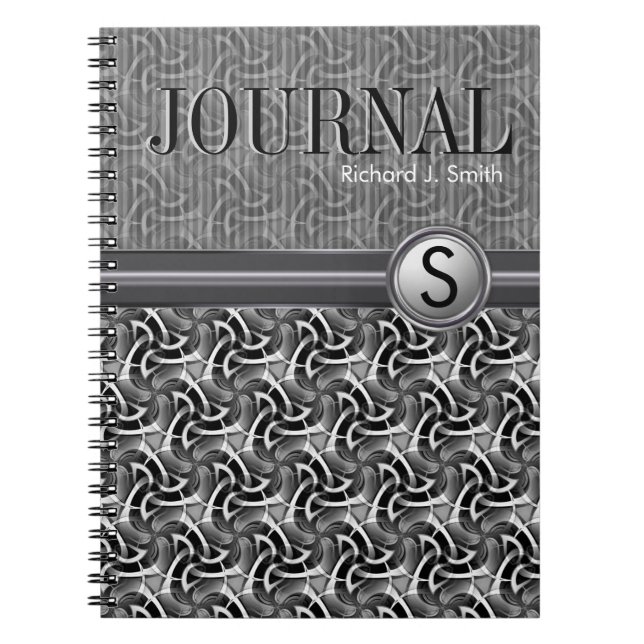 Geometry Hexagon Pattern Black White Journal (Front)