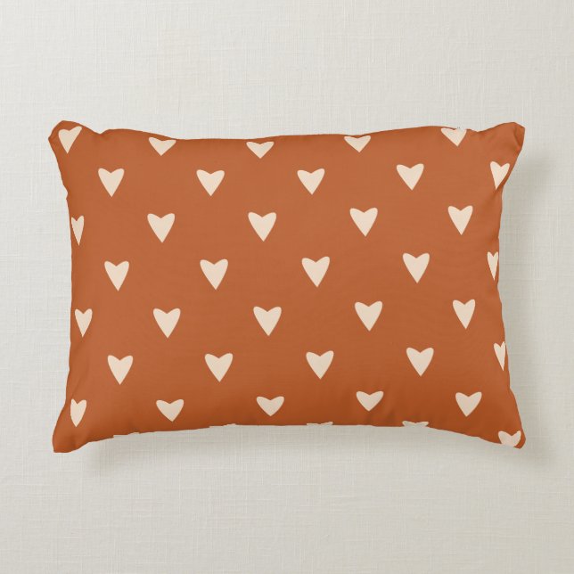 Geometry in Love - cream on red ocher - pattern.  Accent Pillow (Front)