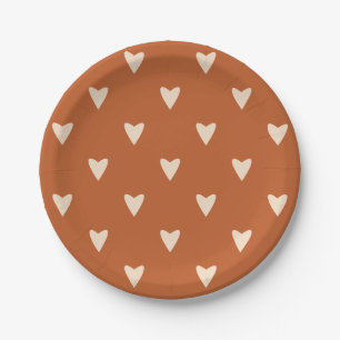 Geometry in Love - cream on red ochre - pattern. Paper Plates