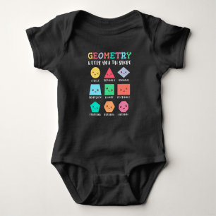 Geometry keeps you in shape, geometric shapes baby bodysuit