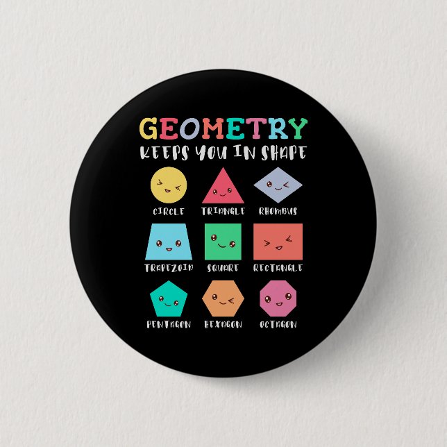 Geometry keeps you in shape, geometric shapes button (Front)