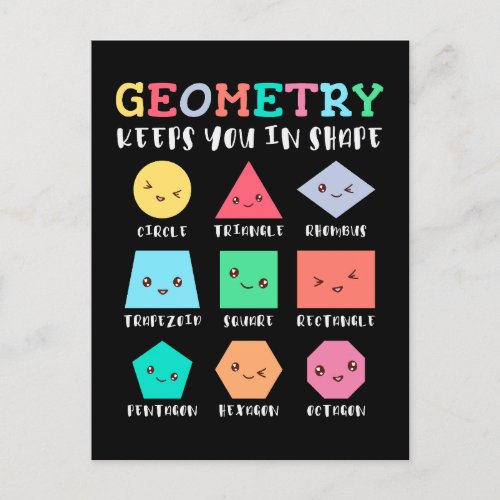 Geometry keeps you in shape geometric shapes postcard