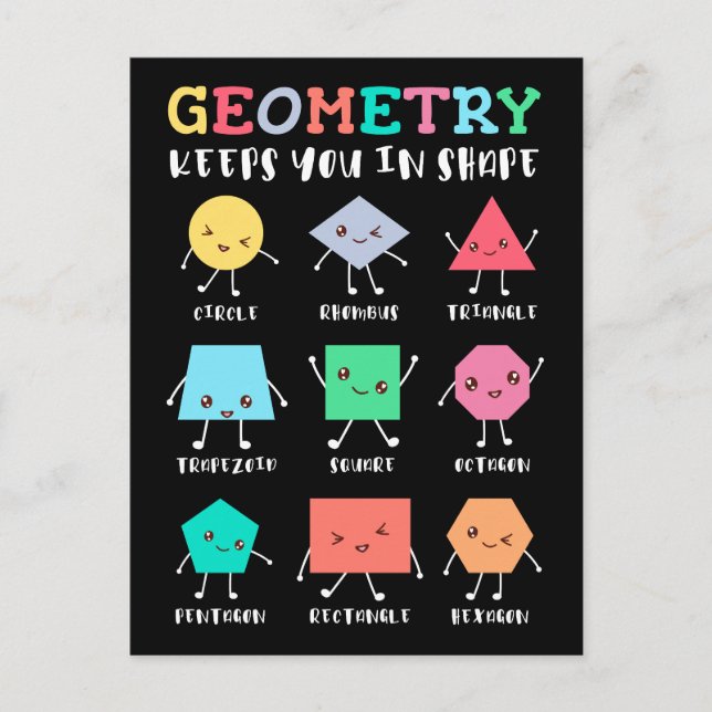 Geometry Keeps You in Shape – School Math Humor Postcard (Front)