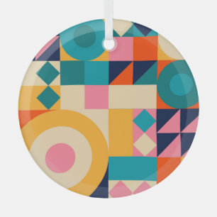 Geometry Minimalistic: Vintage Illustration Poster Glass Ornament