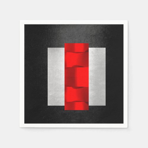 Geometry Modern Red Gray Silver Black Oriental Napkins