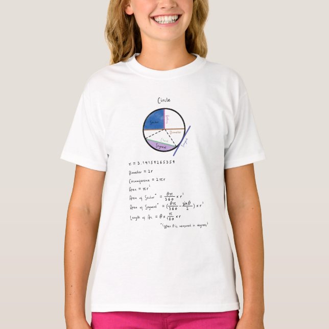 Geometry of a Circle Math Geometry Educational T-Shirt (Front)