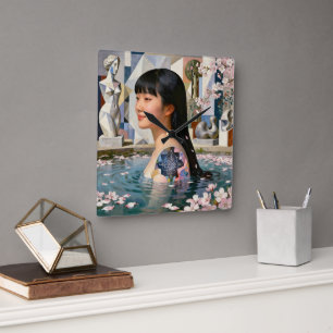“Geometry of Serenity” – A Digital Portrait Square Wall Clock