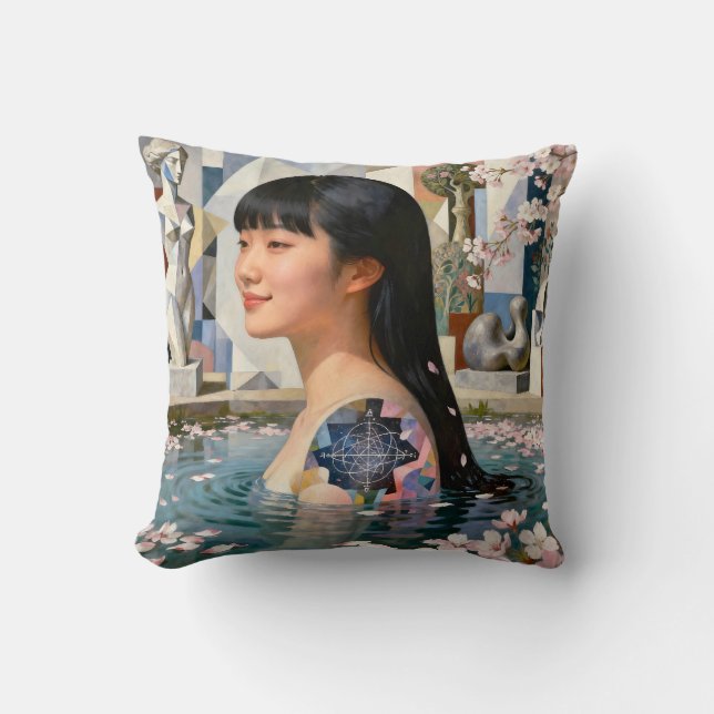 “Geometry of Serenity” – A Digital Portrait Throw Pillow (Front)